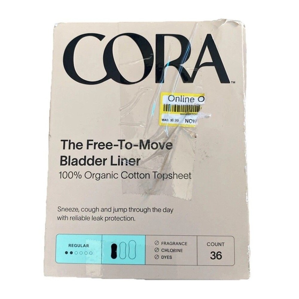 Cora 100% Organic Cotton Topsheet Bladder Liners Regular Length 36 Count